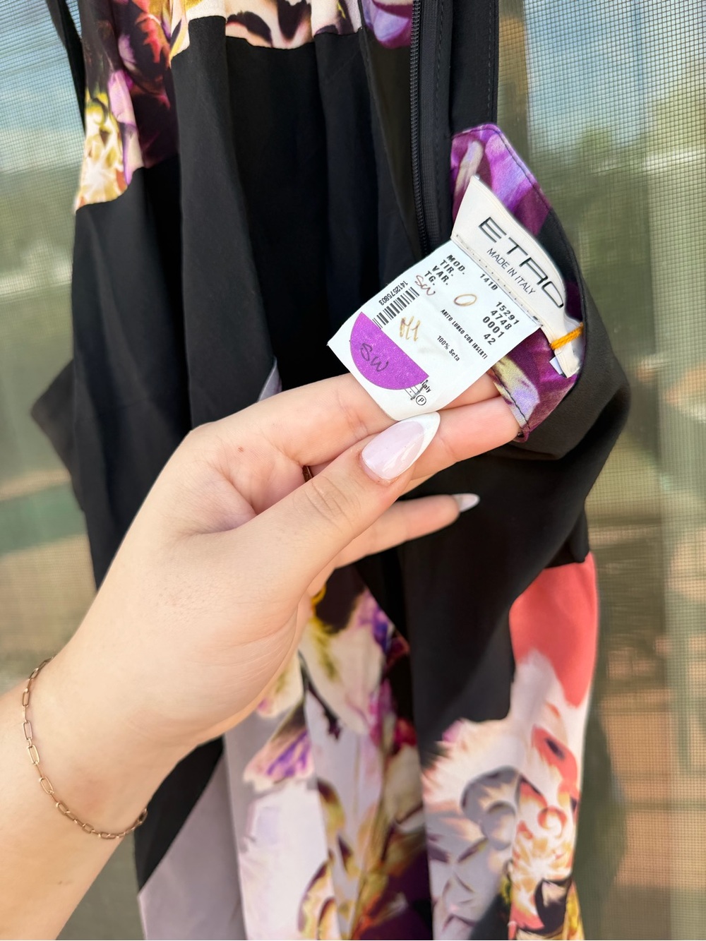 Etro Black Dress with Purple and Pink Floral Accents